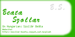 beata szollar business card
